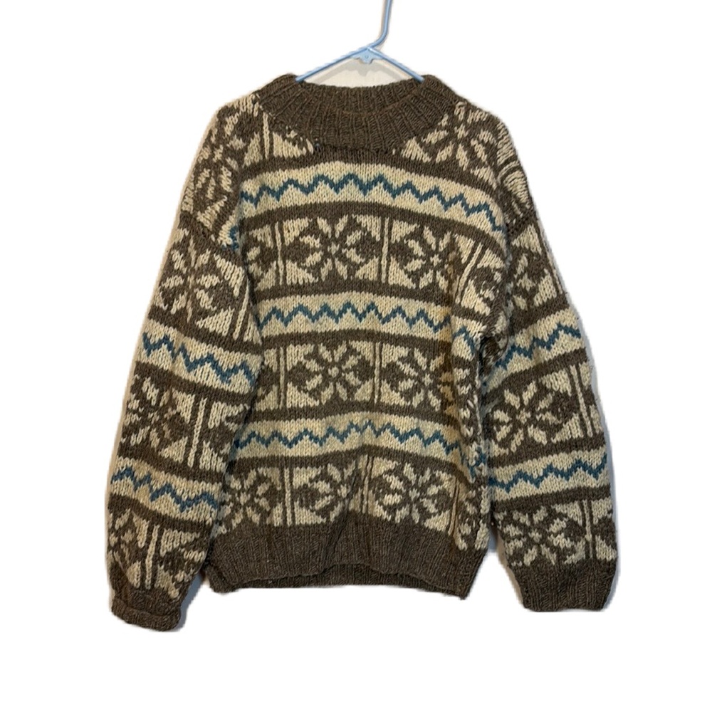 Vintage Brown and Cream Patterned Sweater